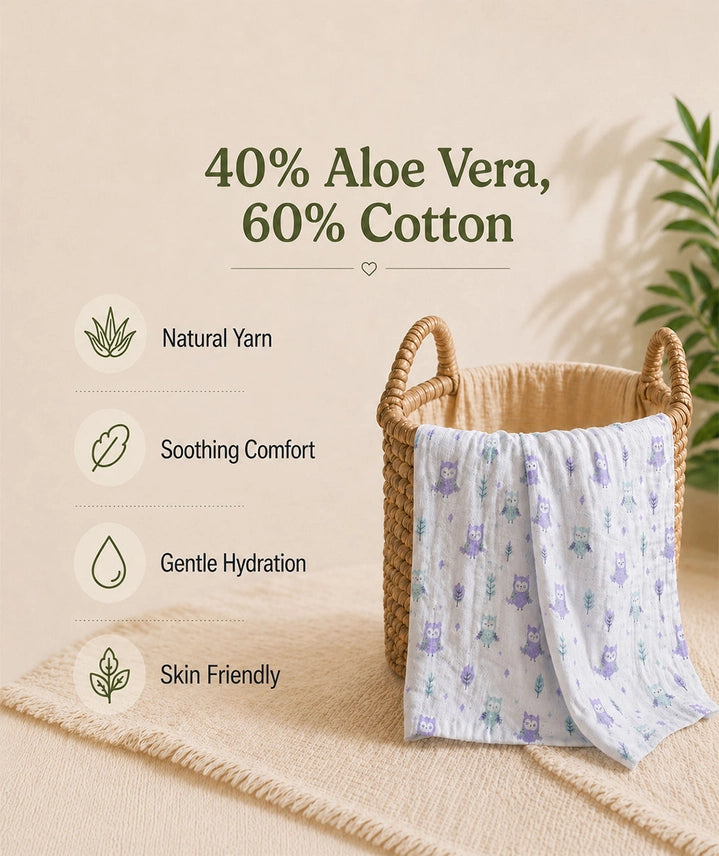 Aloe Vera Baby Swaddle Blanket – Owl Print