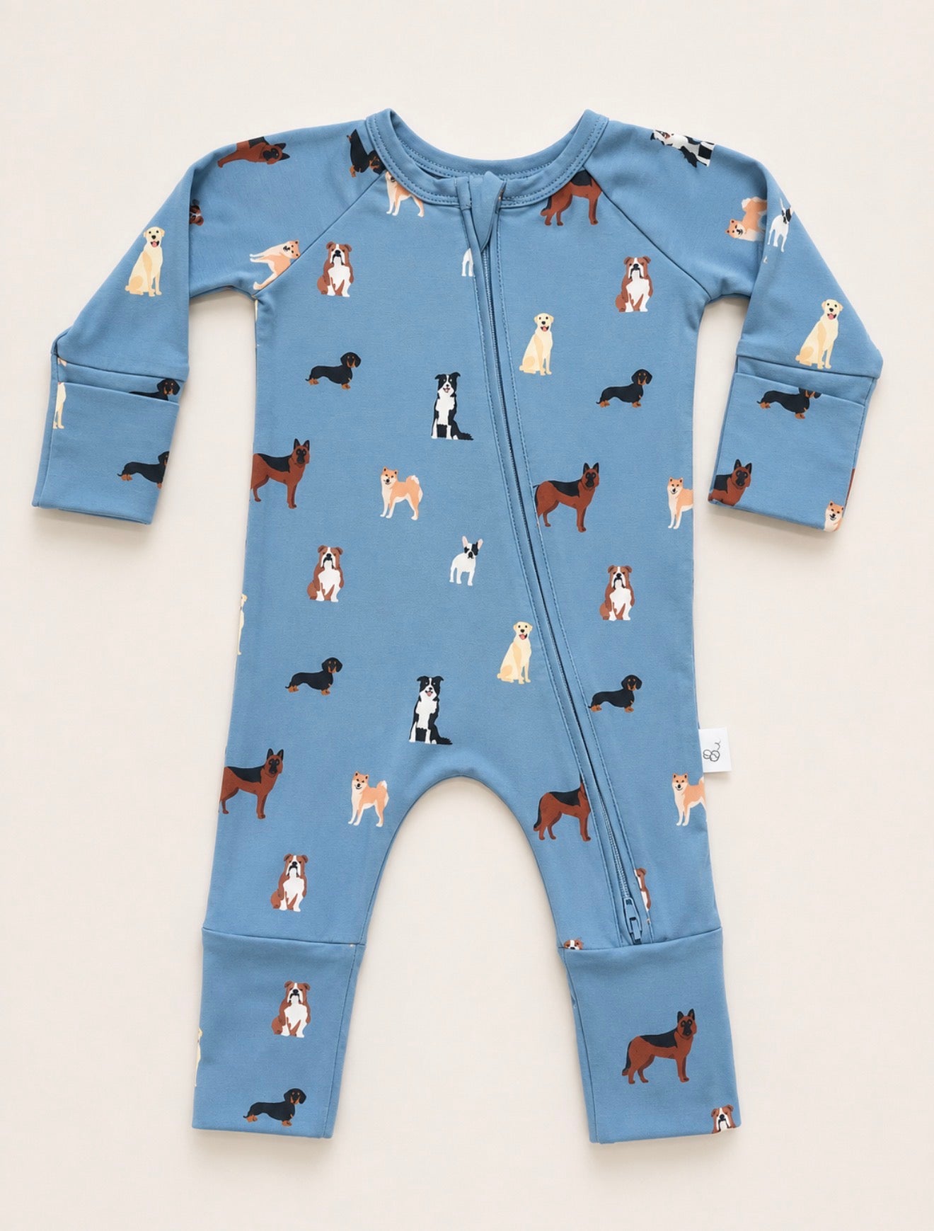 Bamboo Zip Convertible Romper – Blue Dog Baby Pajamas
