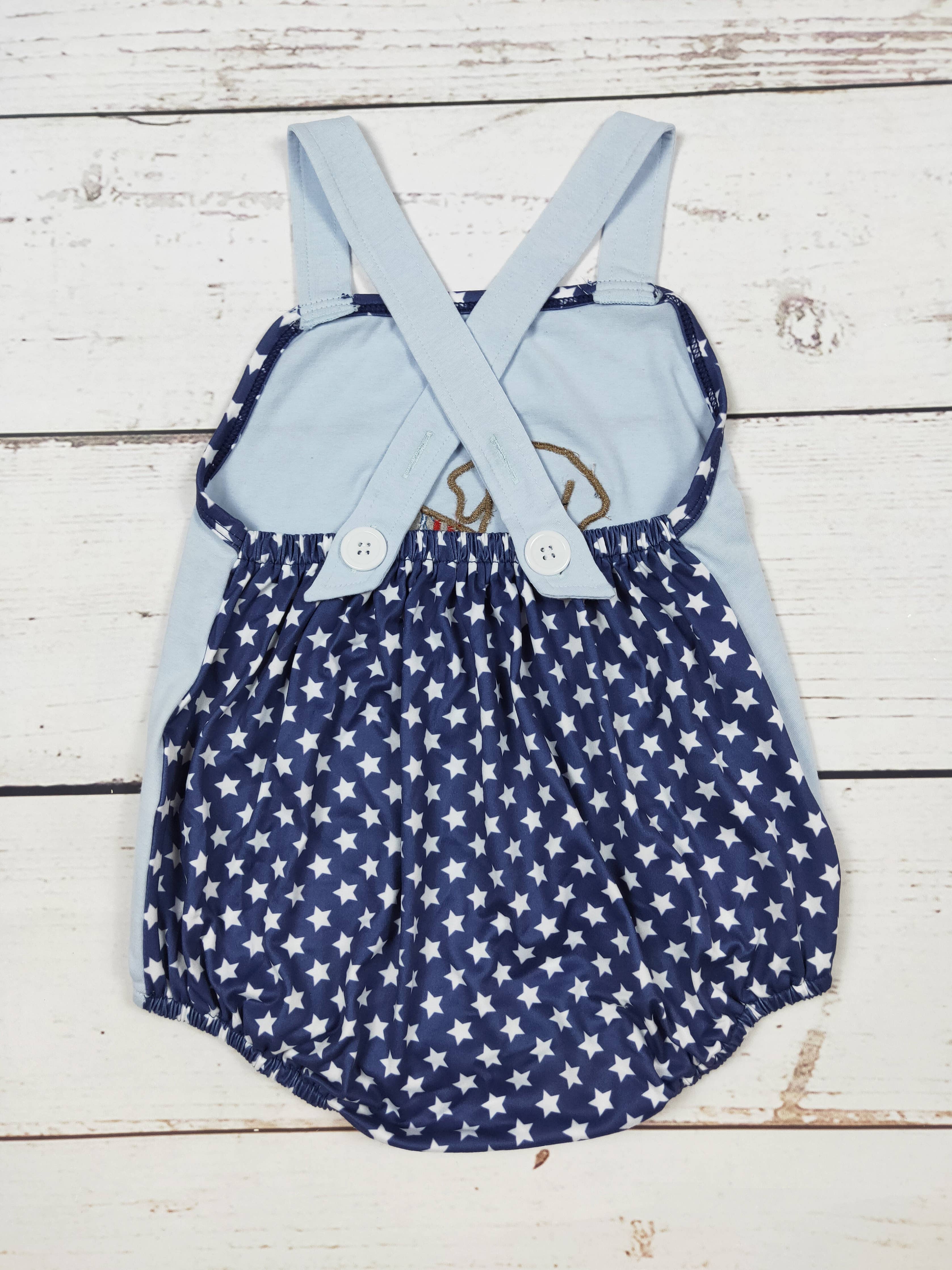 Baby Boy Dog Appliqué Patriotic Bubble
