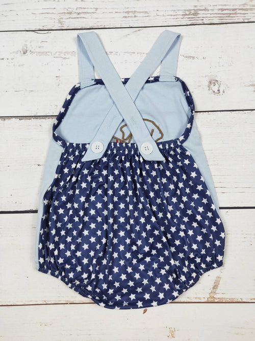 Baby Boy Dog Appliqué Patriotic Bubble